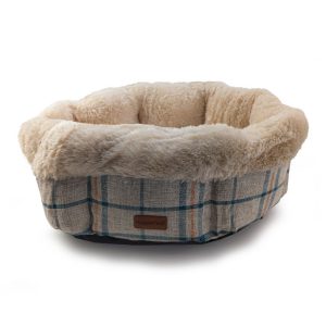 HugglePets Donut Plush Oval Dog Bed - Check & Stone