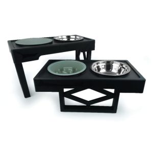 HugglePets Adjustable Pet Dog Double Diner with Slow Feeder