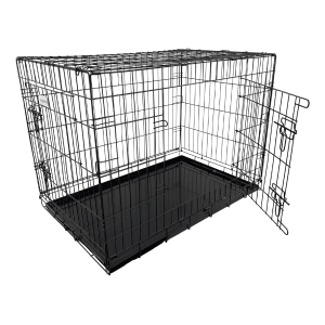 HugglePets Black Dog Cage with Metal Tray - Large, HugglePets