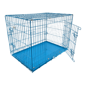 HugglePets Blue Dog Cage with Metal Tray - Medium, HugglePets