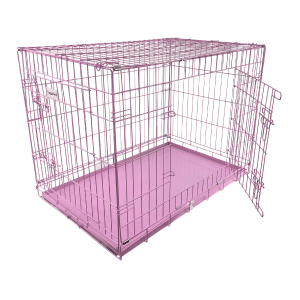HugglePets Pink Dog Cage with Metal Tray - XS, HugglePets