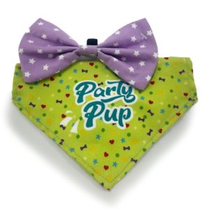 HugglePets Party Pup Dog Bow Tie & Bandana Set - Lime