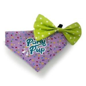 HugglePets Party Pup Dog Bow Tie & Bandana Set - Purple