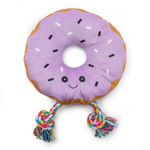 HugglePets Party Pup Donut Squeaky Dog Toy - Purple